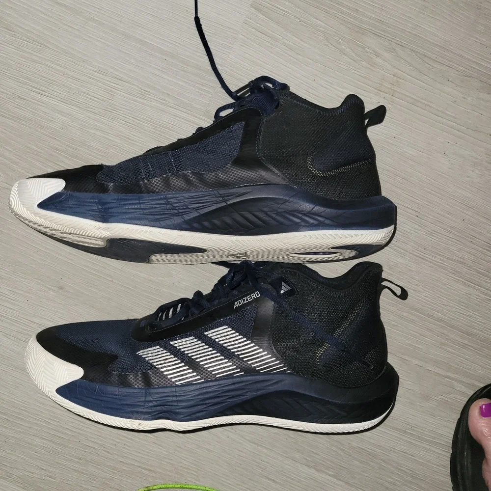 Adidas Adizero Mens Basketball Shoes Navy White Athletic Sneakers‎ 15 athleisure